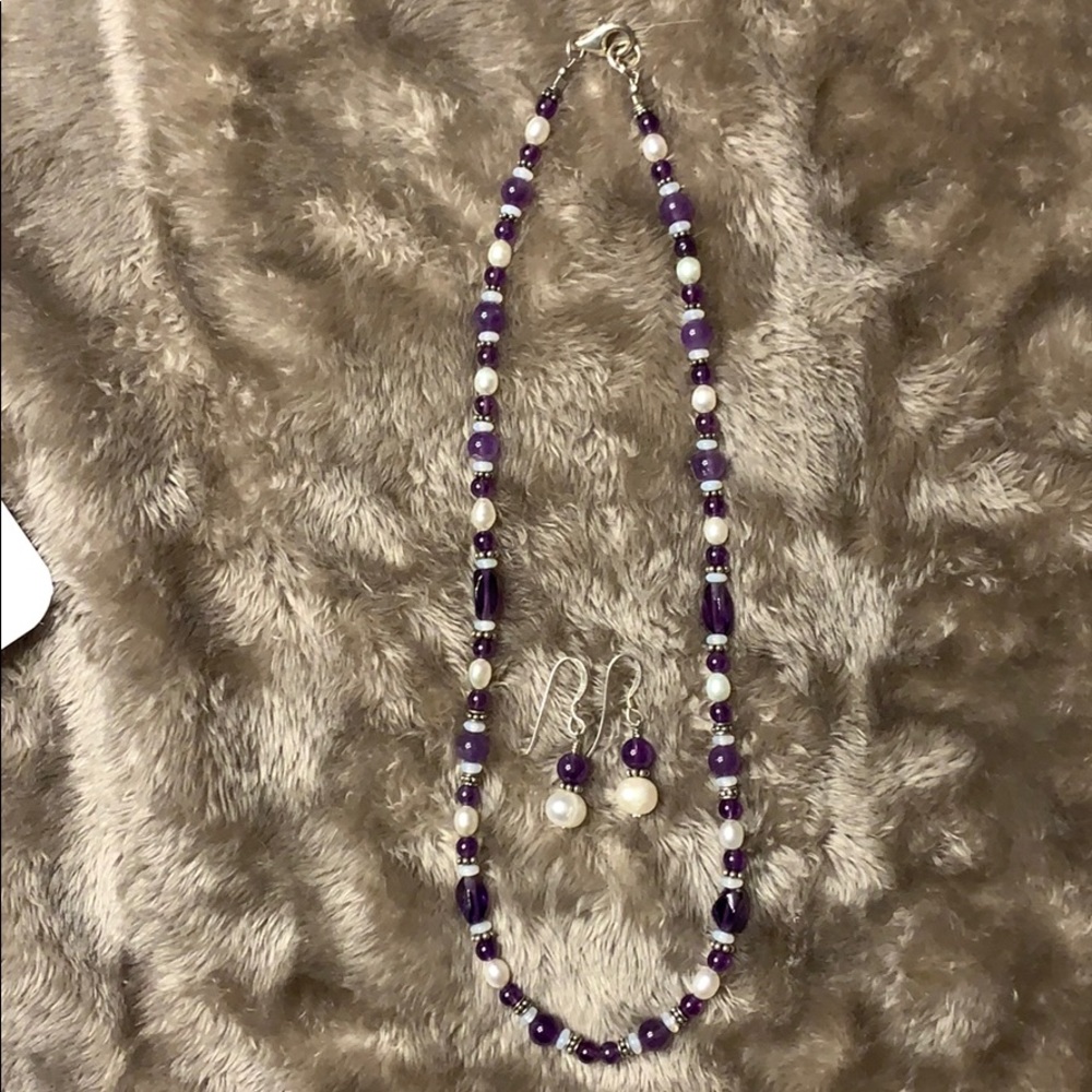 Handmade necklace and earrings set